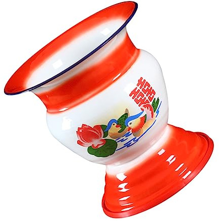 KOCKSHION Escupidera De Esmalte Vintage Para Adultos, Orinal Portátil De, Resistente y Compacto, Estructura Estable, Uso Higiénico En Casa y Viajes, Contenedor Para Urinario Rojo
