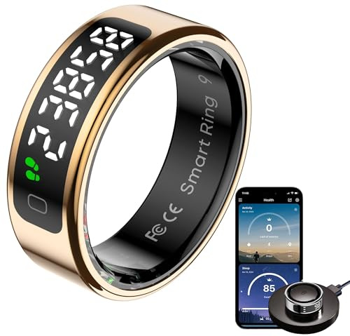 findtime Smart Ring with Display Sleep Tracker Heart Rate Blood Oxygen Monitor Tasbih Finger Counter Gesture Control Step Counter Calories Waterproof Health Fitness Smart Rings for Men Women