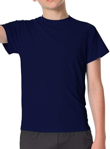 Jungen UV Shirt Rashguard UPF 50+ Schwimmshirt Kinder Badeshirt Rundkragen Bademode Trocknend (Marineblau,9-10 Jahre)