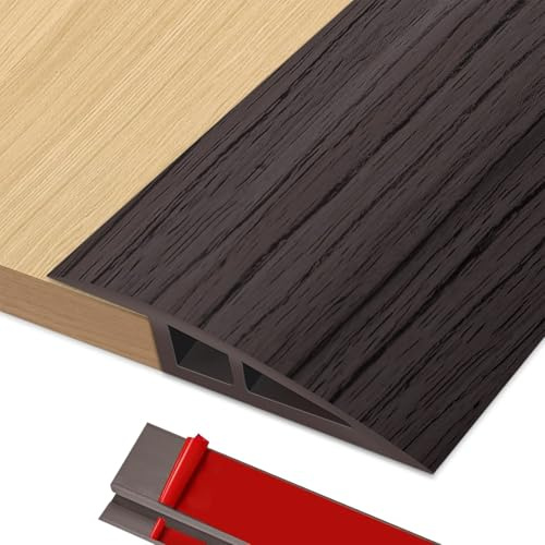 BOYIFEIJIE Übergangsleiste Höhenausgleich | 2M x 5cm PVC Übergangsprofil Selbstklebend | Türschwellen Leiste Höhenausgleich von 5–10mm | Übergangsleiste Boden für Laminat, Fliesen (Nussbaum)