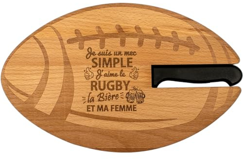ERNESTINE - Planche apéro Rugby - Cadeau papa cadeau papi - Cadeau fête des pères - idée cadeau homme - planche apéro personnalisée - rugby apéro - cadeau rugby - planche à découper rugby