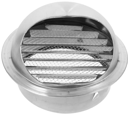 Stainless Steel Round Vent Cap Wall Hood with Mesh Screen, Silver