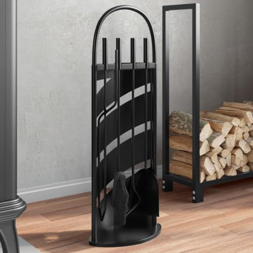 Snsowed Set Attrezzi per Caminetto 5 pz 23x15x66 cm in Acciaio-156378