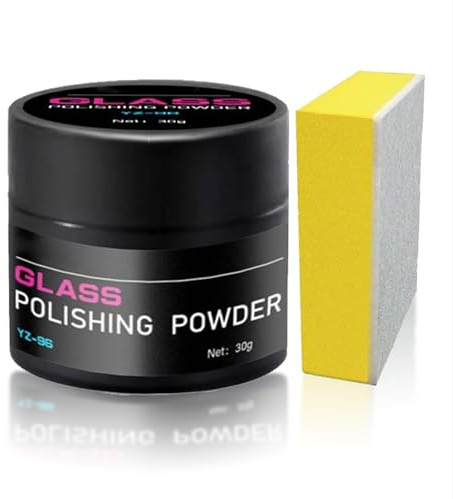 Glass Scratch Remover, with Sponge, Car Glass Polishing Powder, Car Window Screen Cleaner, Windshield Wash Polish, Window Repair Deep Scratch Remover (1)