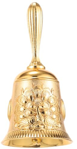 GALPADA Campana Vintage De Mano Metálica para Restaurante Relieve De Pavo Real, Timbre De Mesa Sonido Fuerte, Asa Cómoda, Adecuado para Llamado Hotel y Uso Doméstico