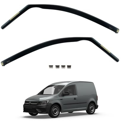 Van Demon Team HEKO Wind Deflectors VW Caddy 2004-2020 Compatible Front Set of Window Deflectors Accessories Smoked UV & Scratch Resistant Acrylic In-Channel Fitting Air Ventilation & Rain Protection