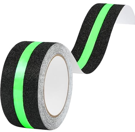 flintronic Bande Fluorescente, 1 Rouleau 5cm*5m Bande Antidérapante Adhésive, Ruban Autocollant Fluorescent pour un Avertissement Réfléchissant de Nuit, Ruban Antiderapante pour Escaliers et Marches