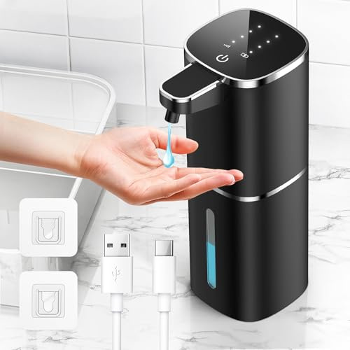 Distributeur de Savon Automatique Mural 400ml, Distributeur de Savon Électrique avec Capteur Infrarouge, Rechargeable USB, Étanche IPX5, sans Contact pour Cuisine, Salle de Bain, École, Hôtel