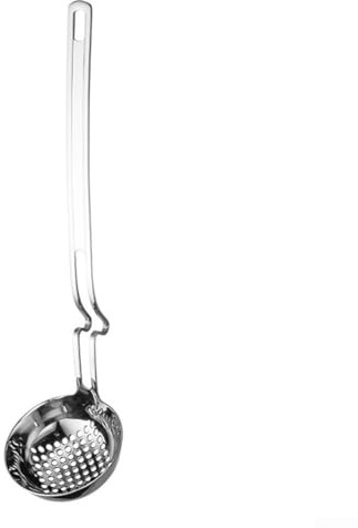 Pumixiy Mestolo con filtro in acciaio inox per set di separazione a forma di Z, manico sospeso, lavabile in lavastoviglie, cucina per olio di 2 e pasti