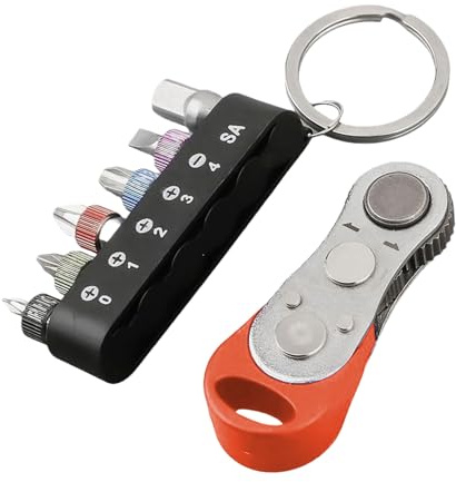Destornillador de trinquete multifuncional, punta intercambiable, materiales de acero de durabilidad para profesionales y aficionados, herramienta de destornillador de trinquete corto