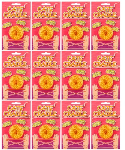 eMKay® Pack of 12 Cat’s Cradle String Game | Neon Orange & Yellow Finger Strings (1.6m Each) with Instructions | Retro Fidget Toy for Kids | Party Bag Gifts & Stocking Fillers
