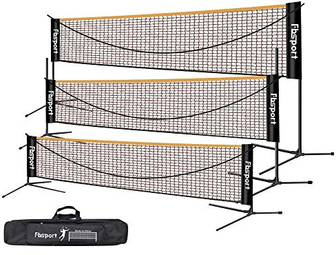 FBSPORT Rete da Badminton Pieghevole, Rete da Calcio Tennis 3-6m Rete da Allenamento per Rete da pallavolo Portatile, 3 Altezze Regolabili Portaoggetti, Interni ed Esterni