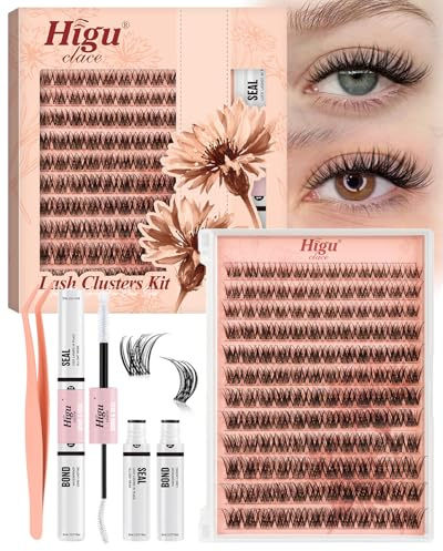 Higu clace Manga-Lashes Lashes Extension Set Mit Lash Kleber Entferner | Wimpern Applikatoren für DIY Wimpern Extensions Set（SET D)