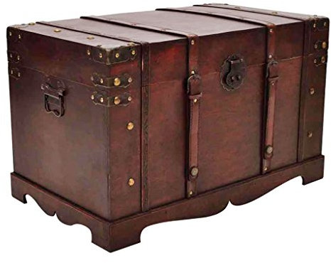 vidaXL Vintage Large Wooden Treasure Chest Mocha Brown Pirate Storage Trunk