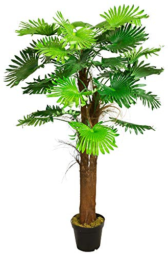 Künstliche Palme Pflanze Kunstpflanze Palmbaum Fächerpalme Deko Zimmerpflanze Kunstbaum künstlich im Kunststofftopf Plastikpflanze 180 cm Decovego