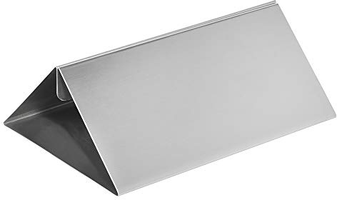 Zeigis -150mm Schildhalter Edelstahl gebürstet - Menükartenhalter silber | max. 3mm Schilddicke, 50mm Einstecktiefe, offene Seiten für breitere Schilder, ideal für Restaurants und Bars