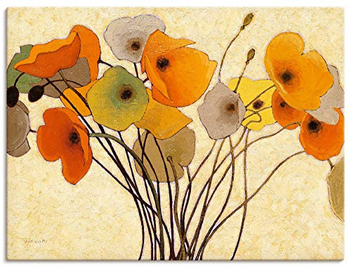 ARTLAND Wanddeko Leinwand Bilder Wandbild 80x60 cm Blumen Blüten Mohnblumen Botanik Abstrakte Kunst Malerei Modern L1CB