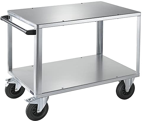 eurokraft | Montagewagen | Tragfähigkeit 500 kg | 2 Ladeflächen mit verzinkten Stahlblech-Auflagen | Ladefläche 1050 x 700 mm | Gestell verzinkt