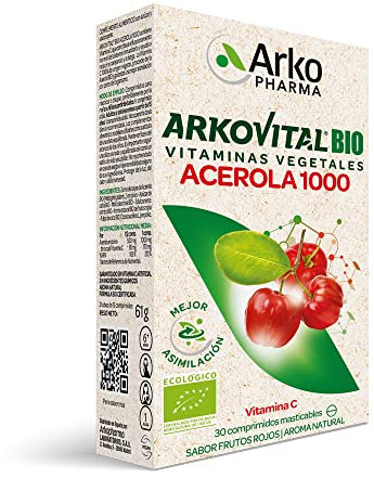 Arkopharma Arkovital Acerola 1000 30 Comprimidos, Refuerzo Del Sistema Inmune, Vitaminas Naturales De Mayor Absorción, Vitamina C 100% Natural