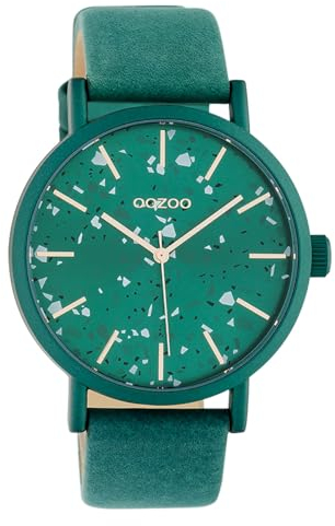 Oozoo Damenuhr Terrazzo Design mit Lederband 40 MM Grün C10411