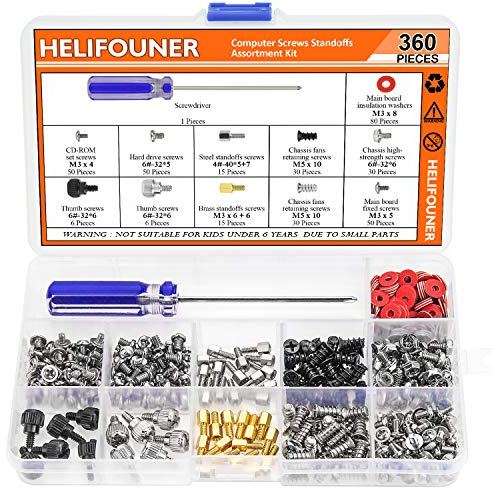 HELIFOUNER 360 Pieces Computer Standoffs Screws Assortment Kit with a Screwdriver