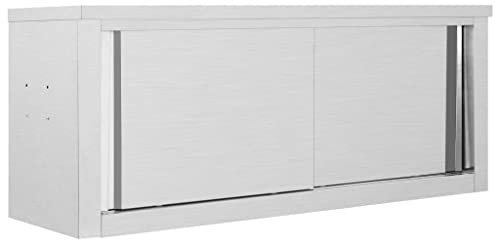 vidaXL Wandhängeschrank mit Schiebetüren Gastro Hängeschrank Wandschrank Schrank Küchenschrank Oberschrank Küche 120x40x50cm Edelstahl