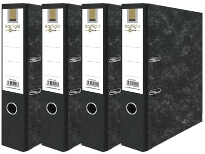 Eastlight A4 Extra Strong Marble Black Lever Arch Files Document Storage (Pack of 4)