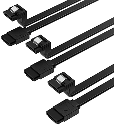 SABRENT SATA III Kabel (3 Stück), HDD SDD L-Type Stecker Datenkabel 6Gbps 51cm, mit Metall Clip Verriegelungsriegel (CB-SRK3)