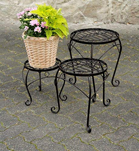 Spetebo Metall Beistelltische 3er Set rund | Blumenhocker, Pflanzenständer, Für Innen und Außen