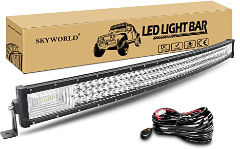 SKYWORLD LED Arbeitsscheinwerfer Bar, 108 cm 540W Gebogen LED Lichtleiste Flutlicht Reflektor Combo 12V 24V mit Kabelbaumsatz Arbeitslicht Zusatzscheinwerfer für Auto Offroad Traktor SUV UTV ATV | Dreireihig Offroad Beleuchtung LED Arbeits Licht Bar Lichtbalken Wasserdicht für 4x4 Auto Traktor LKW SUV UTV ATV Fahrzeuge