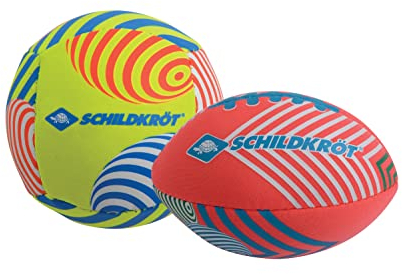 Schildkröt Confezione da 2 Mini Palline, 1 Pallavolo e 1 Pallone da Football Americano, Ø 9 cm, Impugnatura Facile e Resistente all'Acqua Salata, Ideale per la Spiaggia, 970347