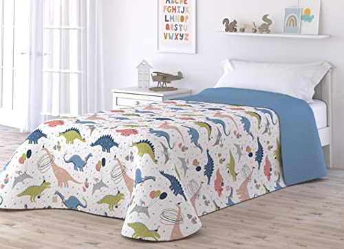 Victorio & Lucchino Colcha Infantil de Verano y Primavera. Ligera Colcha cubrecama de Microfibra. (Dinosaurios, Cama 105cm)