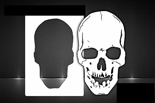 Herterich Products | Airbrush Schablone | Skull Totenkopf Stencil | Hochwertige Mylarfolie | Lösemittelbeständig | Tattoo und Graffiti Vorlage