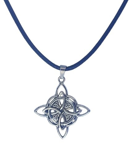 ASTER ALHELÍ – Collar Celta Mujer Hombre – Colgante Nudo de Bruja y Amuleto de Protección – Collar Unisex Estilo Gótico Boho con Cordón Negro – Joyería Artesanal Ideal para Regalo