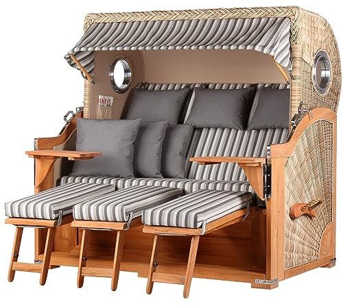 bene living Strandkorb-Set Königssee 3-Sitzer Teak - PE Shell - Modell 545 - Liftersystem
