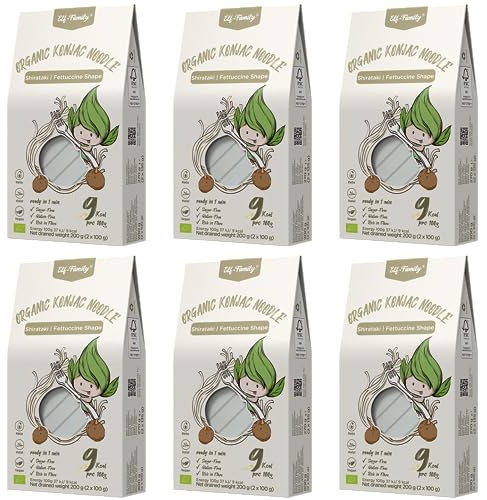 Elf-Family Bio Konjak Nudeln (-Fettuccine) 9kcal Low Carb Shirataki Nudeln Vegan/Glutenfrei-270g x6er Box(12 pack)