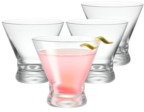 GLING Martini Glasses, 8 oz.,Stemless, Set of 4, Cocktail Glasses for Liquor, whisky, Margarita, Great for Parties, Weddings and All Occasions, Bar, Gift, Crystal Clear Glassware