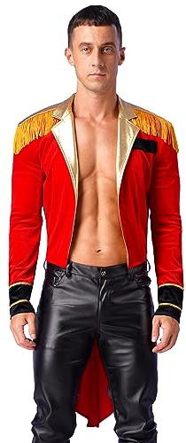 Nyeemya Disfraz Circo para Hombre Disfraces Presentador De Circo Domador Showman Chaqueta Traje de Actuación Moda Ropa