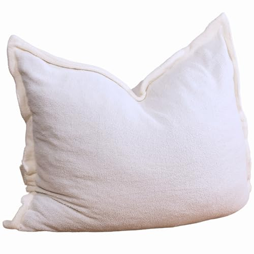 Bananair Pouf Géant XXL d’Intérieur en Bouclette - Doux, Confortable, Déhoussable - Généreusement Rembourré Détente Totale - Gros Pouf Lit pour Salon, Chambre Ado, Adulte, Gamer (180x140 cm, Blanc)