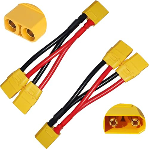 EatPitaya XT90 Câble connecteur de batterie parallèle 10 AWG 100 mm, 2 connecteurs XT90H 1 femelle vers 2 mâles Y répartiteurs pour quadricoptères multirotors RC LiPo batterie