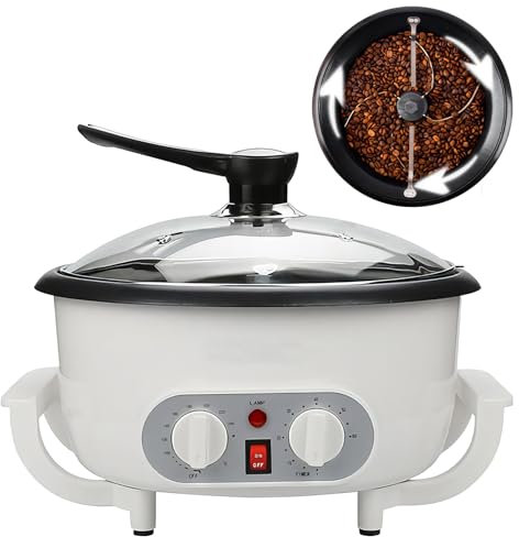 Generic Coffee Roaster Machine 1200W with 750g Capacity, Adjustable Temperature & Timer for Roasting Coffee Bean Nut Peanut - Non-Stick Coating, Stir Evenly