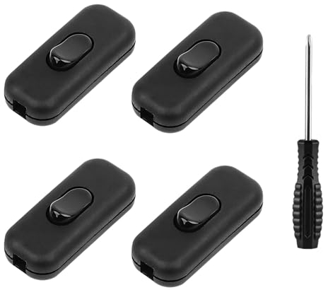 GZGXKJ Interruttore Lampada Nero Bipolare, 4pz Adatto per Luce a Casa e in Camera da Letto (6 A, 250 V)