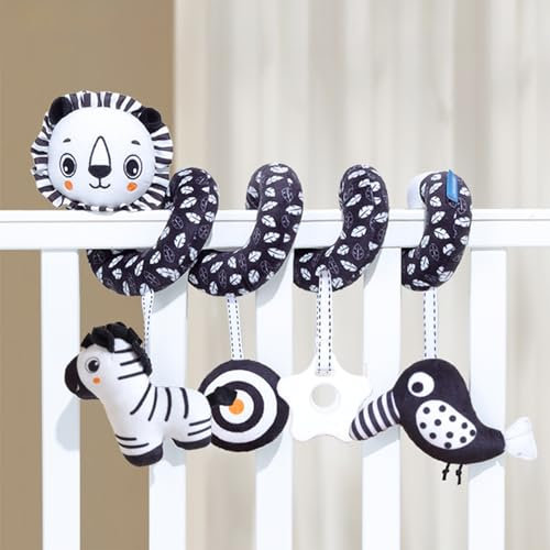 Viusneun Activity Spirale, Kinderwagenkette Spielzeug zum Fühlen und Greifen Babyspielzeug für Bett Laufstall Babyschale Spielzeug für Babys und Kleinkinder ab 0+ Monaten (Löwe)