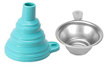 Entonnoir pliable en silicone bleu avec filtre en résine métallique pour imprimante 3D