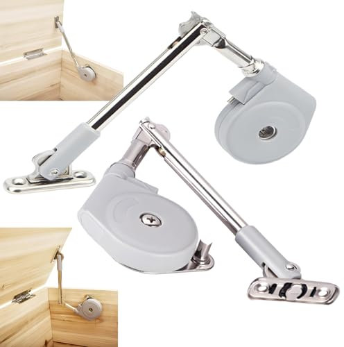 Toy Box Hinge top Support Soft Close, Concealed Surface Mounted Toy Box Hinge, lid Stays Open at 105 °, Suitable for Upward Opening lid or Upward Flipping Door（2pack）