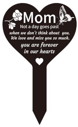 beinkmake Targa commemorativa per cimitero, decorazione commemorativa per tomba, paletto in acrilico, per esterni, cortile, simpatia, tomba, a forma di cuore
