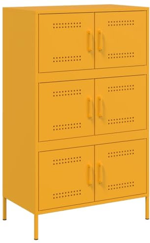 vidaXL Highboard, Sideboard mit Stauraum, Kommode Anrichte für Wohnzimmer, Mehrzweckschrank Beistellschrank Schrank, Industrie-Stil, Senfgelb Stahl
