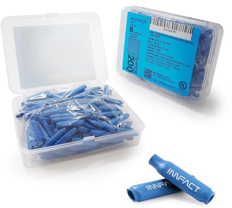 Innfact Low Voltage B Connectors Wire Splices Gel Filled, Waterproof Electrical Wire Crimp Bean Type Cable Connector for Outdoor Telephone Phone Security Lighting - Blue 200 pcs