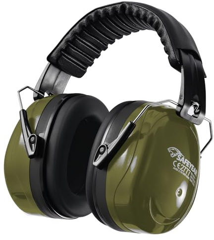 SAFEYEAR Noise Cancelling Ear Defenders Adult, Black SNR 33dB Ear Protectors Ear Muff for Men & Women, NNR 26dB Pro Over Hearing Protection Earmuff for Shooting, Sleeping, Industrial, Site Work etc