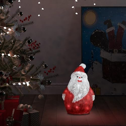Homgoday LED Weihnachten Acryl Weihnachtsmann Figur Innen und Außen 28cm Weihnachtsbeleuchtung Haus & Garten